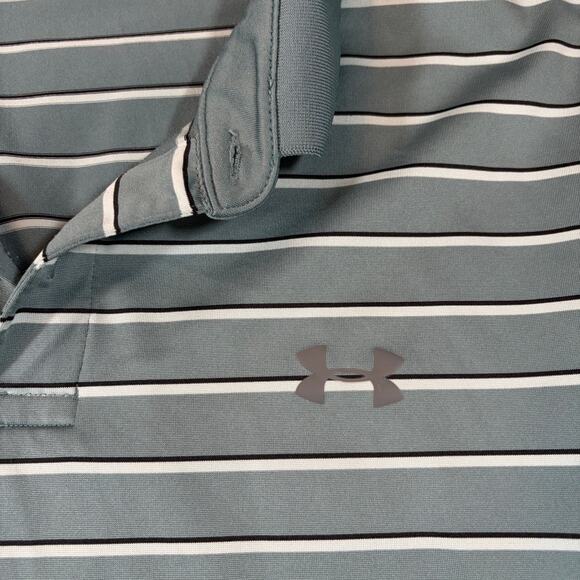 Under armour Mens loose polo.  Green with black stripes.  Size XL.  Golf tennis - Picture 4 of 6